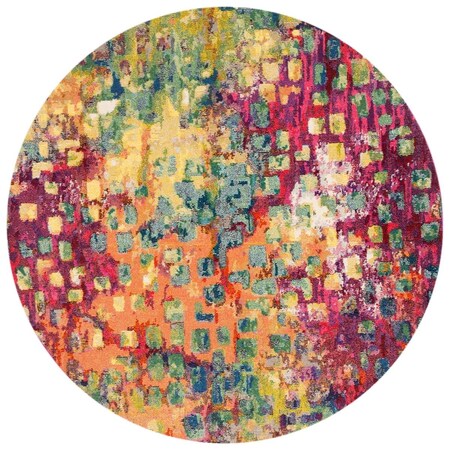 Safavieh 3 x 3 ft. Madison 400 Bohemian Round Rug; Fuchsia & Gold MAD425D-3R